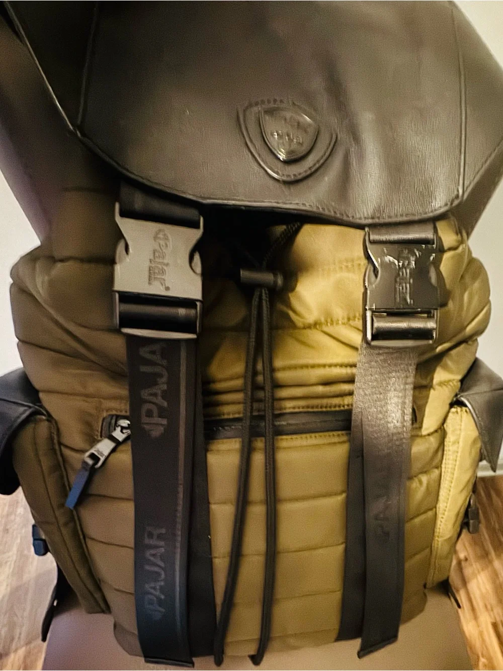 Pajar Olive Green Quilted Backpack with Black Trim